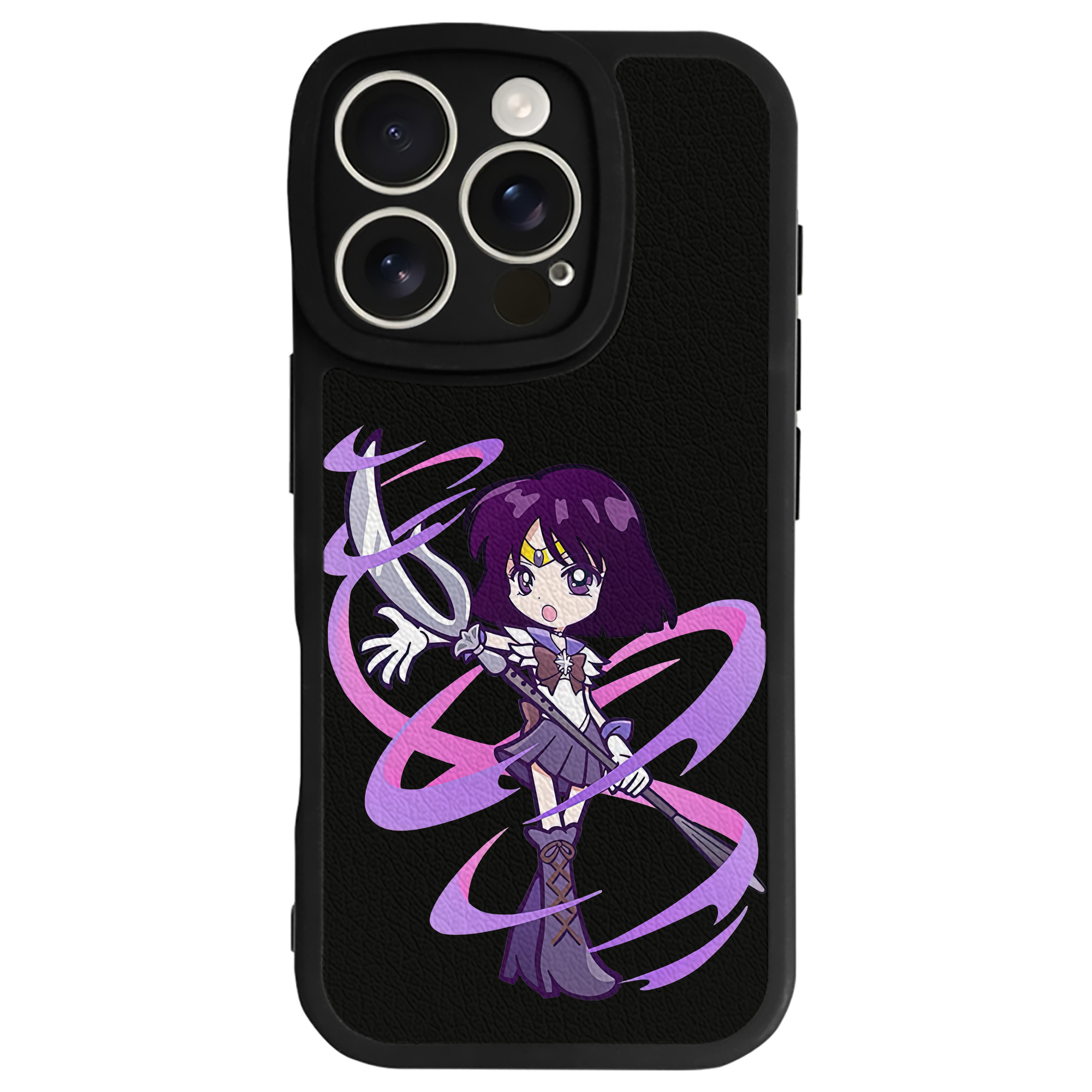 （画像用） 美少女戦士セーラームーン 土萠ほたる Sailor Moon Tomoe Hotaru （セーラーサターン；Sailor Saturn） 【iPhone 16シリーズ対応】シリコンスマホケース（レザー調） 材質：シリコン